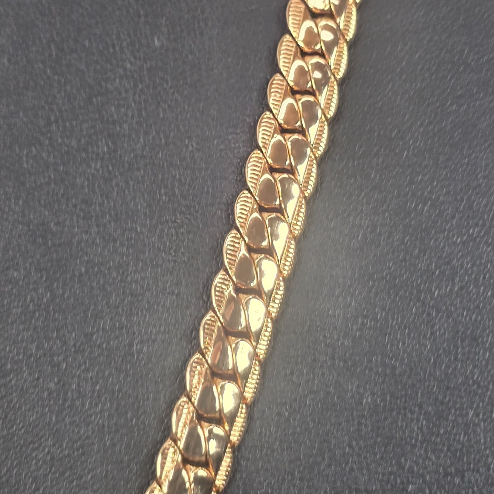 Cool 12K Gold-Plated Miami Cuban Chunky Curb Link Textured Chain Necklace 28″ U7