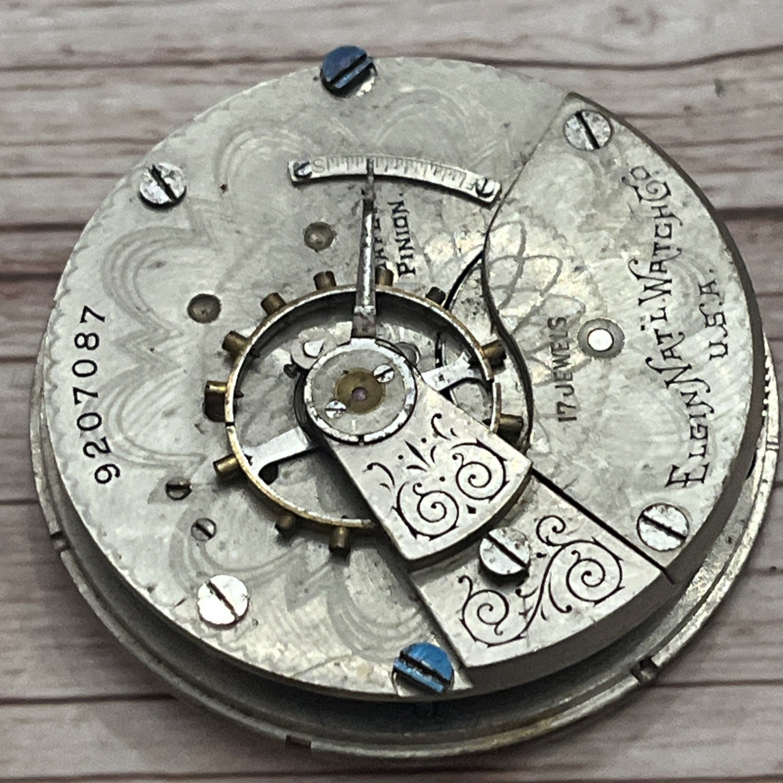 Antique 1901 Elgin Grade 207 18s 7j Model 4 Hunting Pocket Watch Movement Parts
