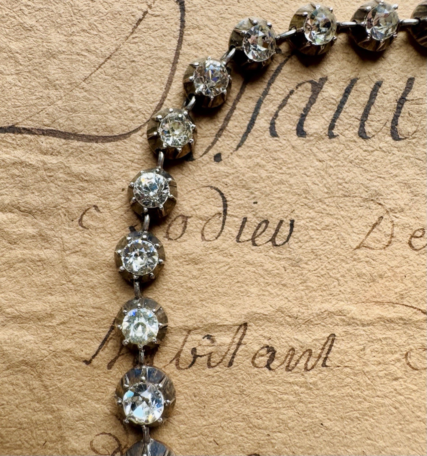 Antique Georgian Silver Paste Rivière Collar Necklace 15” Estate Rare Pre 1837