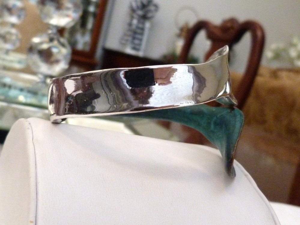 ROBERT LEE MORRIS SOHO SCULPTURAL OXIDIZED VERDIGRIS BRASS RHDOIUM BRACELET