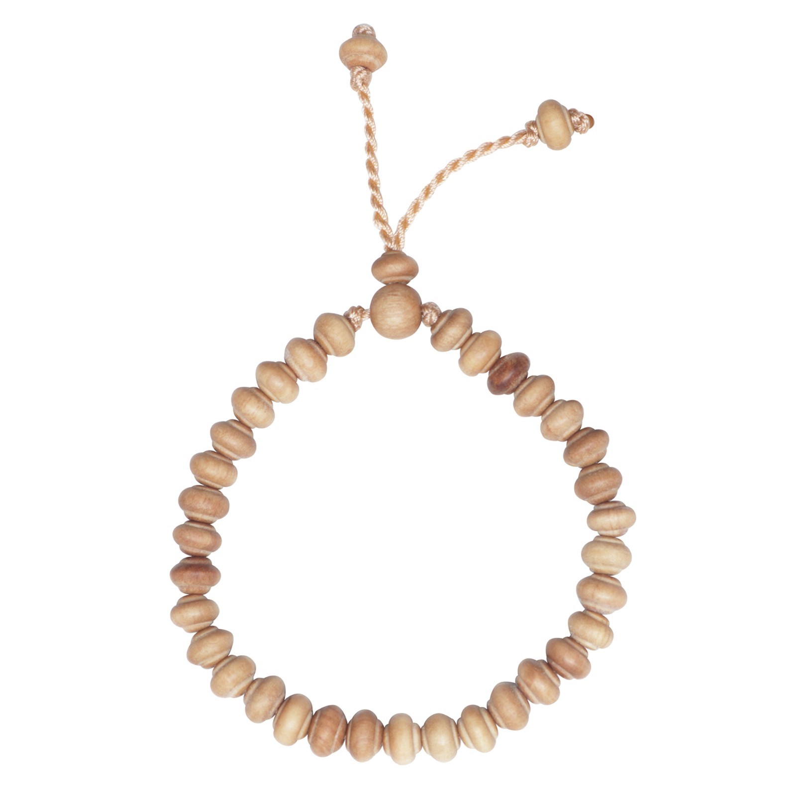 Small Handmade Adjustable Contoured-Bead Sandalwood Prayer Bead Tasbih Bracelet