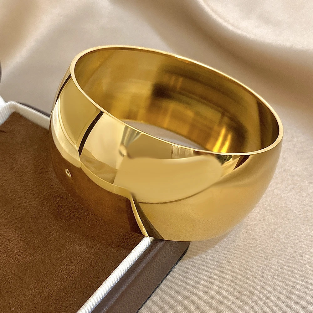 Glossy Gold Plated Stainless Steel Bracelet for Women Men Fashion 10 15 30mm.