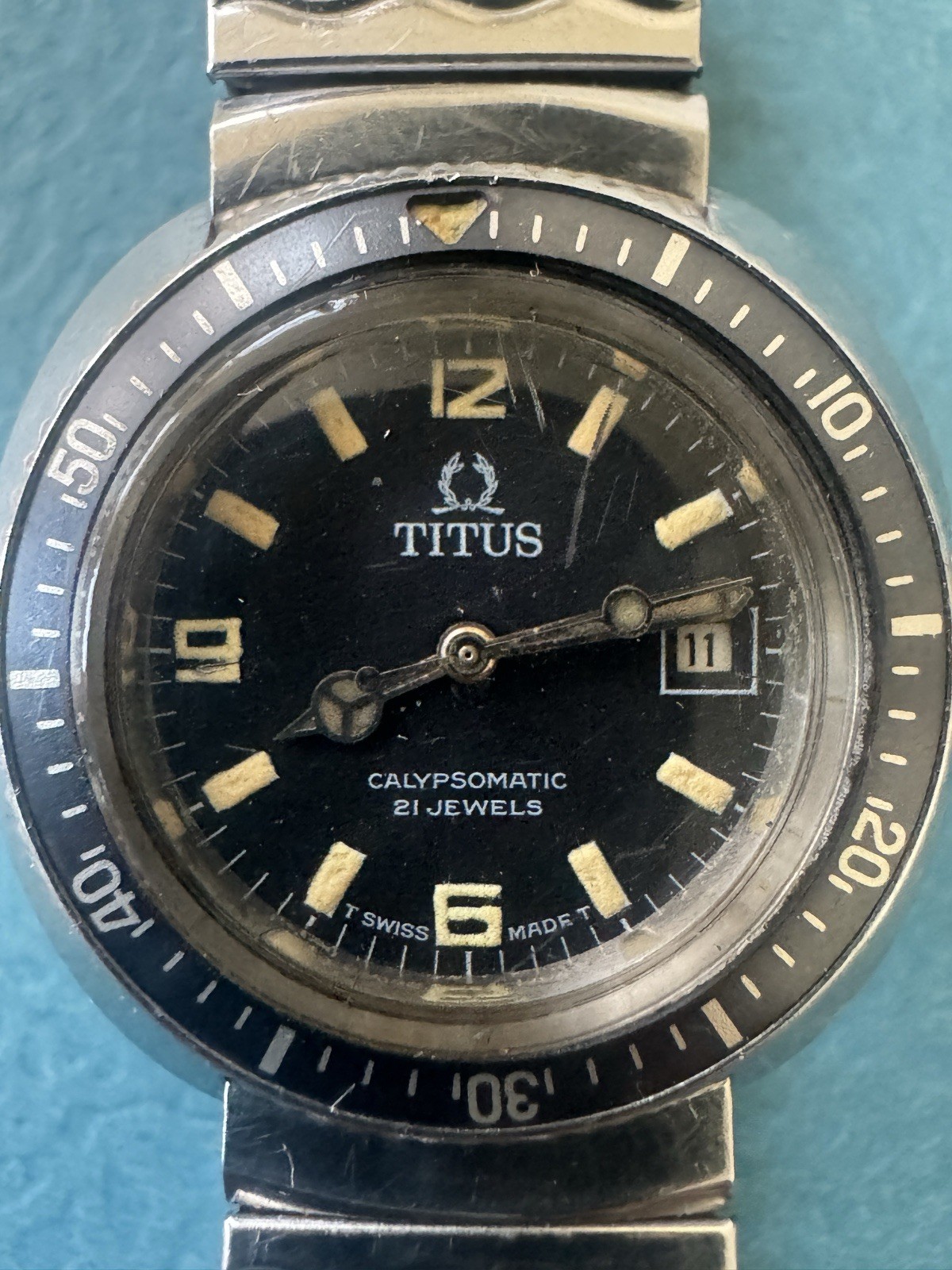 VINTAGE 1960s SOLVIL TITUS CALYPSOMATIC DIVER WATCH 21J AUTO STUNNING TROPICAL