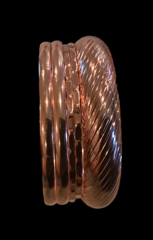 Rose Gold Bracelets Fashion Stackable Textured Smooth Bangles One Size Lot of 5