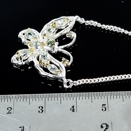NEW Jewellery Natural Blue Topaz Necklace 925 Sterling Silver 17.75″/N25728