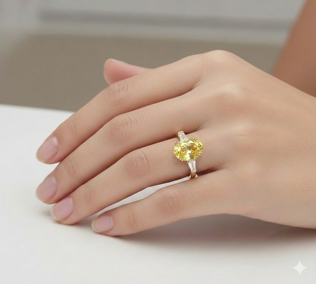 Vintage 14k Yellow gold Engagement ring 11.70ct Natural Oval Yellow Sapphire GIA