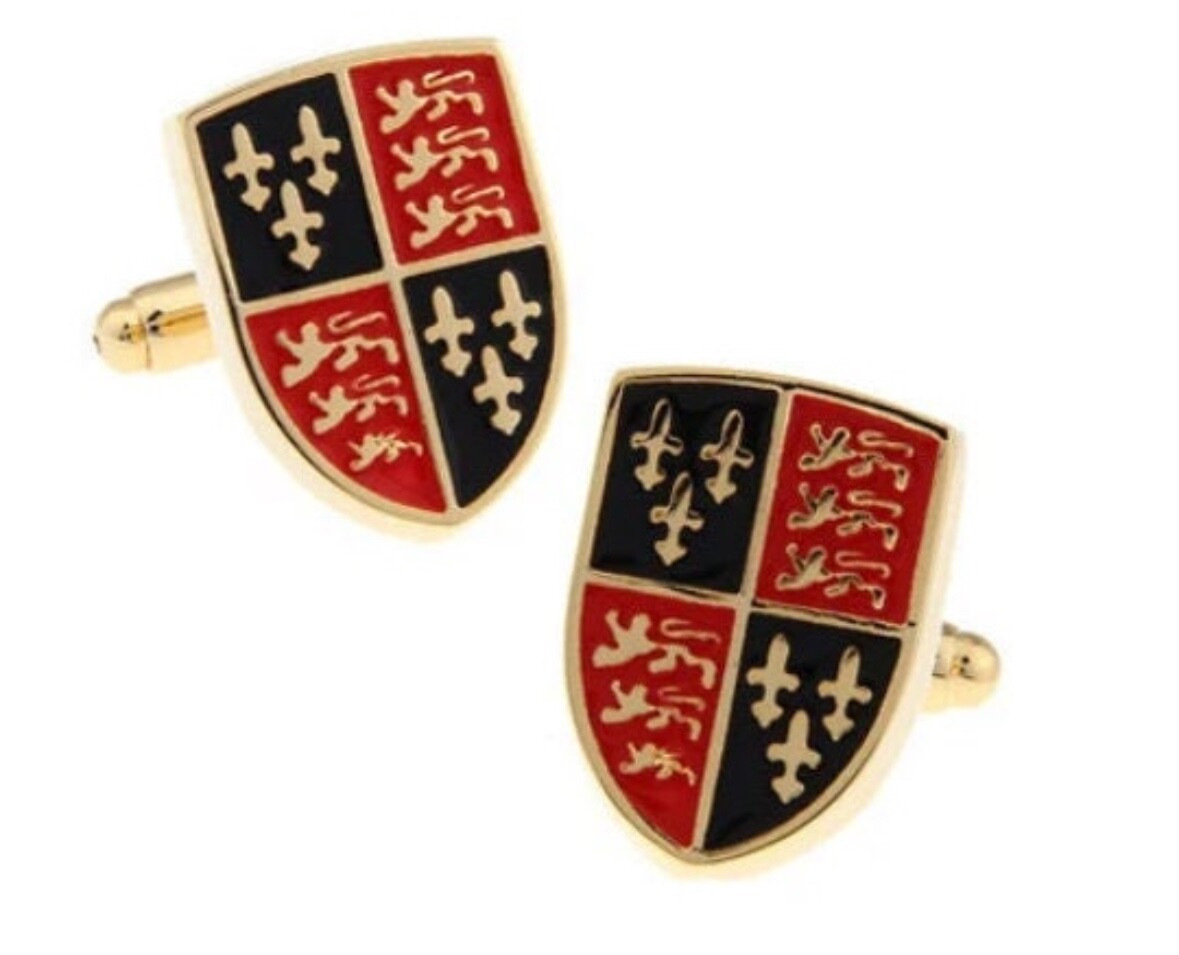 Royal Coat Of Arms Cufflinks Enamel with Gold Rhodium Trim Cuff Links English