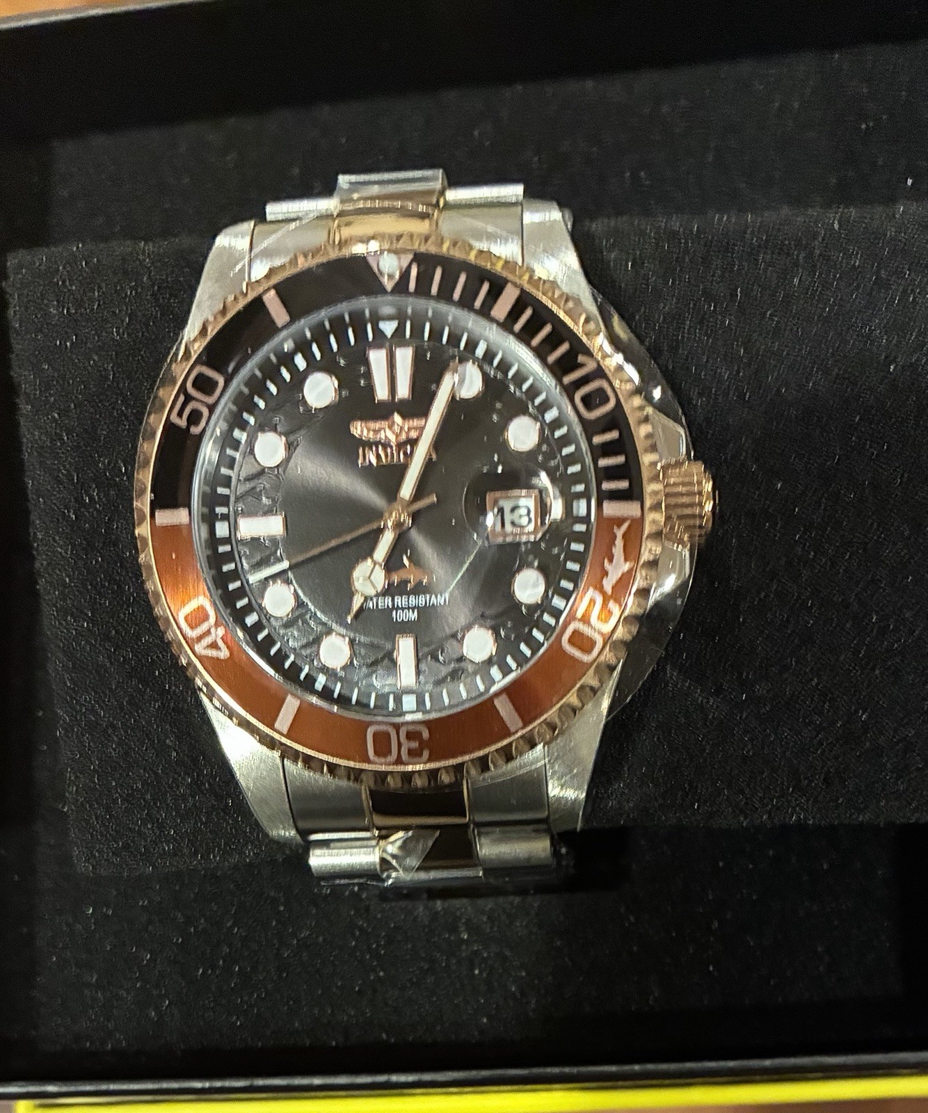 Invicta Pro Diver Men’s Quartz Date 43mm Black Dial Two-Tone Bracelet 100m