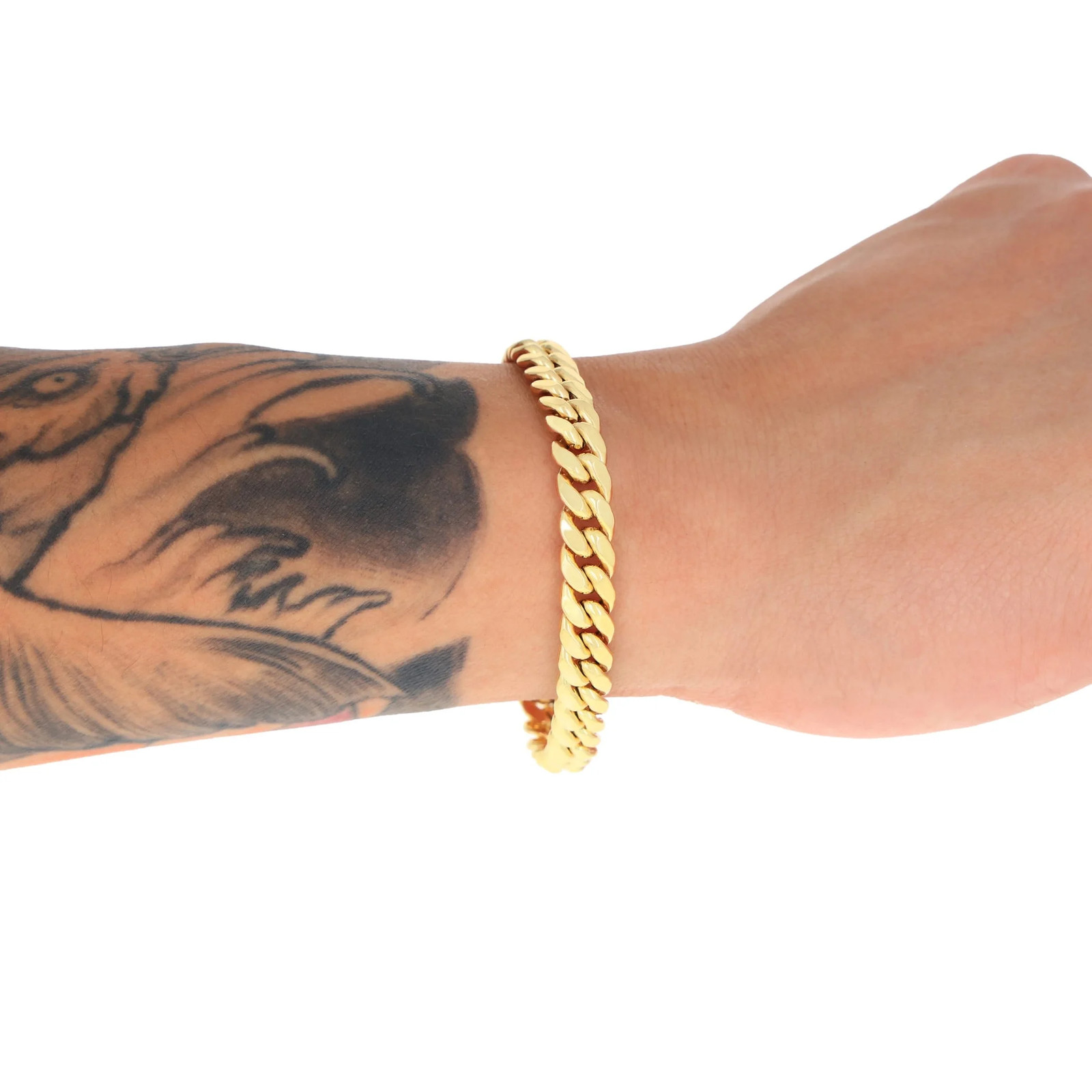 14K Real Yellow Gold Miami Cuban Link 7.5Mm Chain Bracelet (7″-9″) Italian Jewel