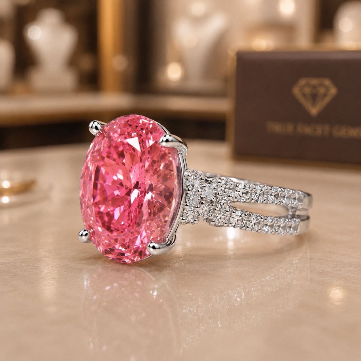 Natural Pink Sapphire & Diamond Wedding Gift Ring 14k White Gold 6 (Import Free)