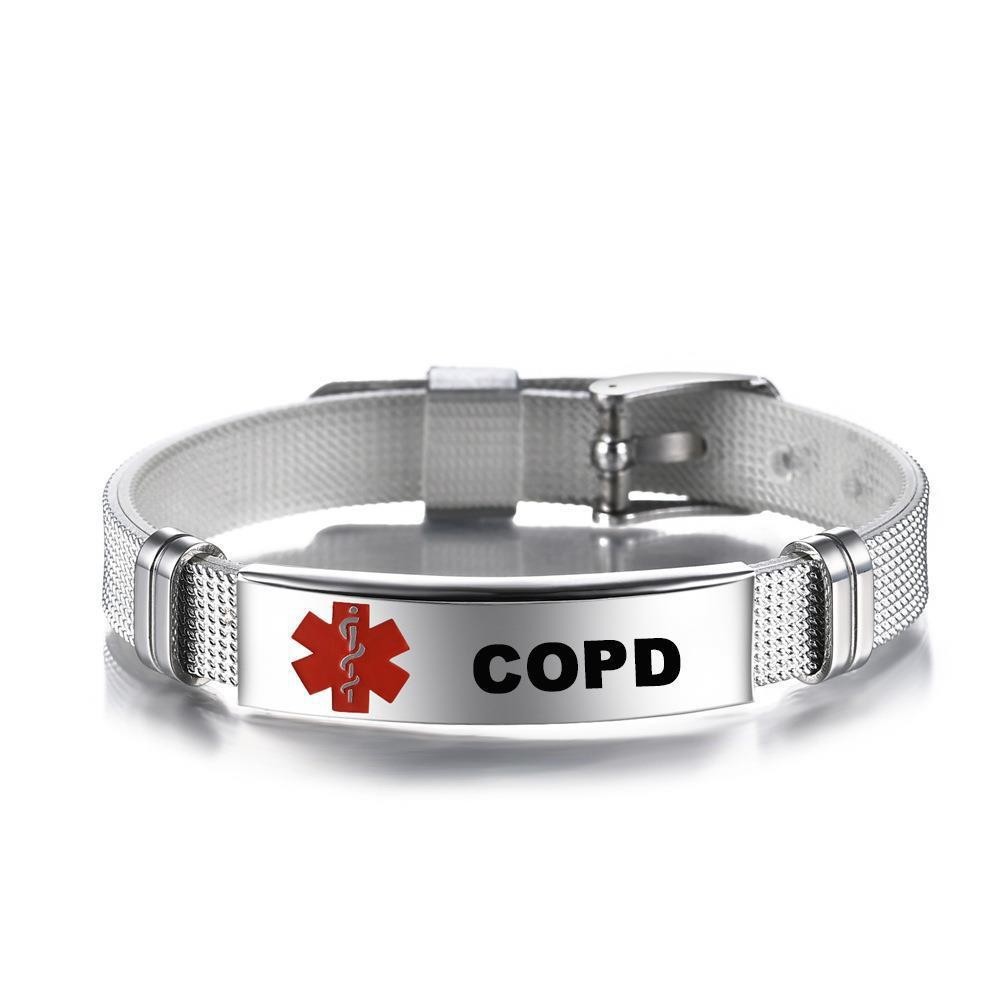 Medical ID Bracelet Stainless Steel Snake Bracelet Silver Emergency Wristband
