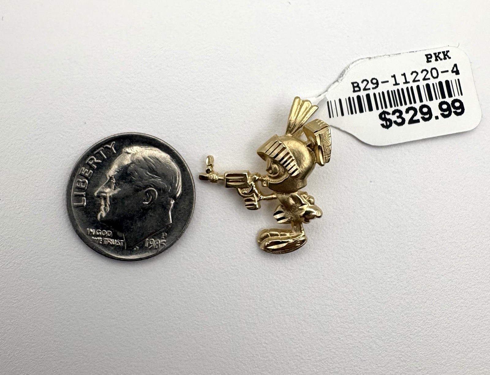 14k Gold Marvin The Martian Pendant 1.7 Grams