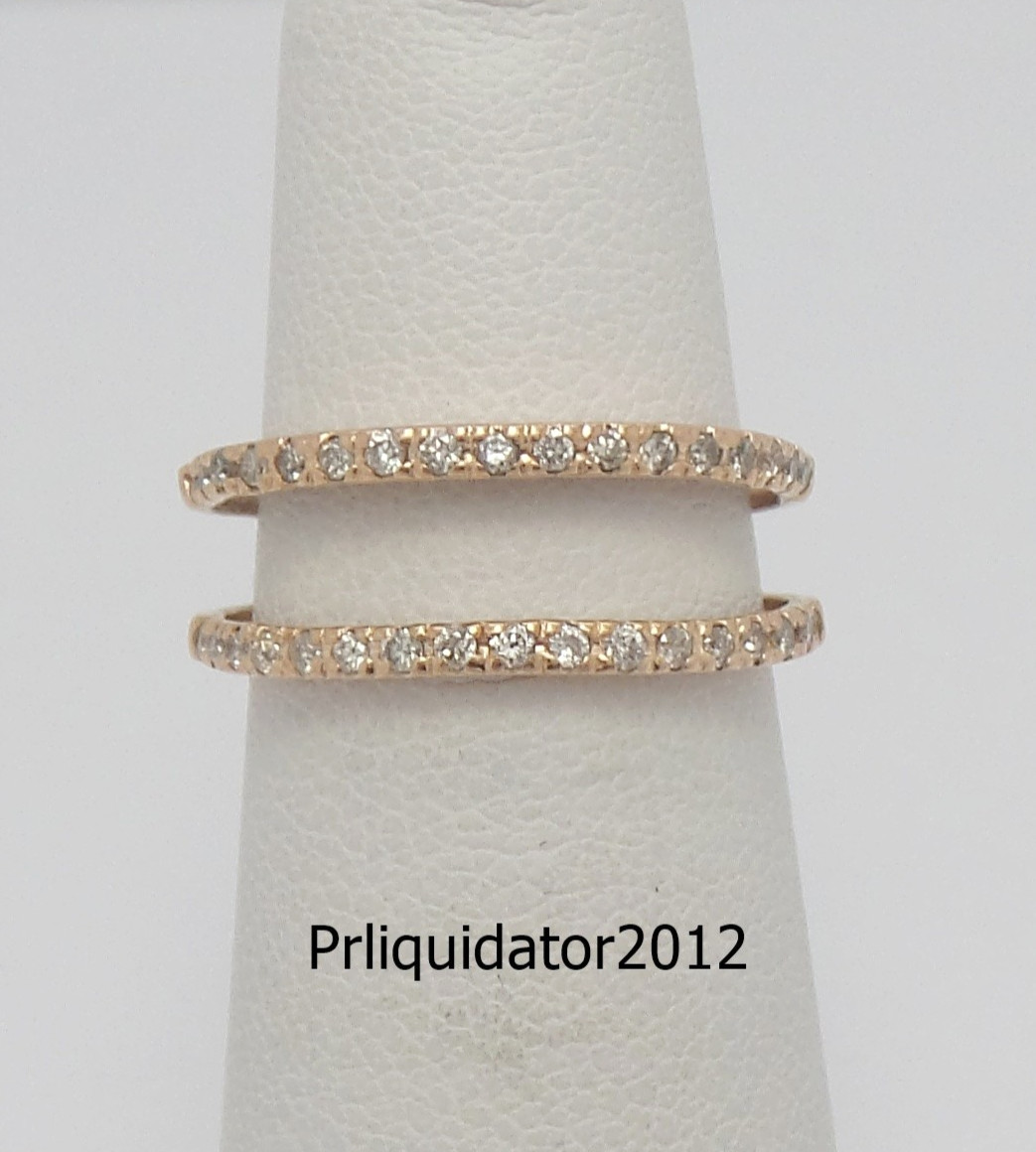 1/4CT Natural Diamond Solitaire Enhancer Guard Wrap Insert Ring 14K Rose Gold