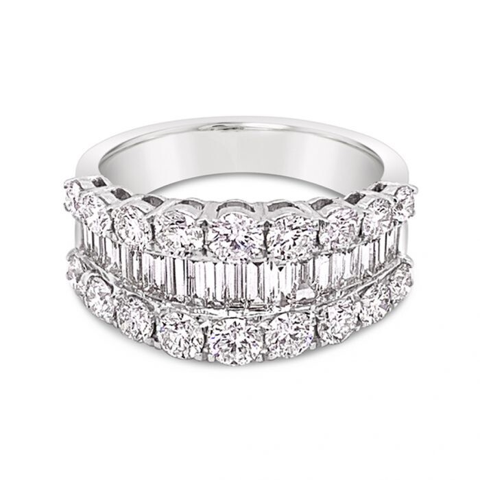 Classic 3.00 Ct Emerald Cut White Treated Diamond Band 925 Sterling Silver