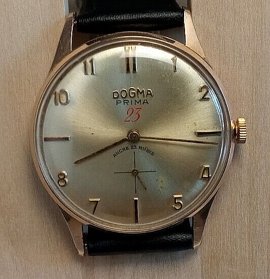 DOGMA Prima 23 j. Swiss 1945’s cal. EFE 290 Man’s Wrist Watch Gold Plated RARE