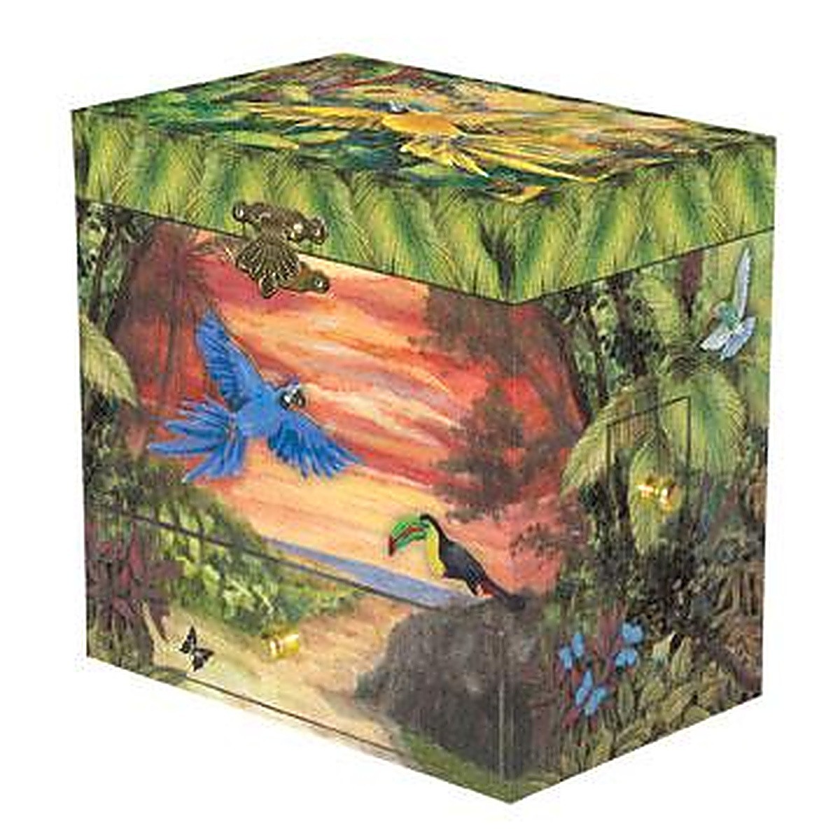 Parrot Musical Jewelry Box Kids Girls Boys Wooden Spinning Bird Music Box Gift