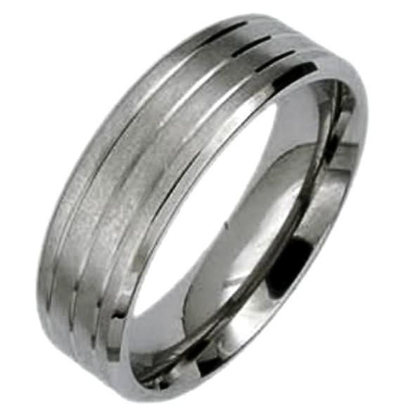 TITANIUM Plain BRUSHED Unisex 8mm BAND RING with ACCENTS, size 8 ~Final Sale~