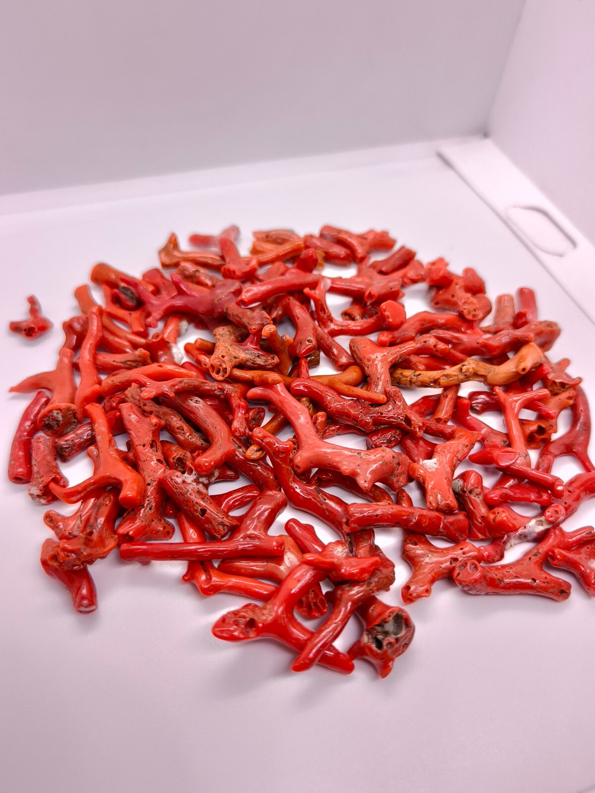 100 Crt Lot Mediterranean Sea Red Coral Rough Branch-Natural Red Coral Branch