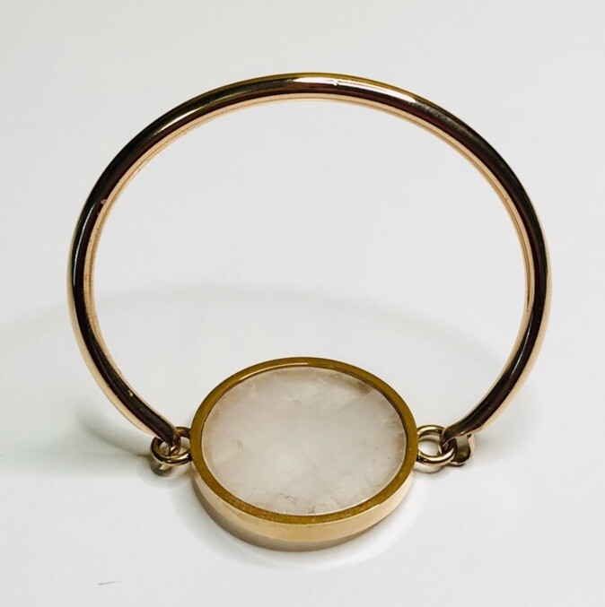18k Gold Plated Sterling Silver Pink Resin Cuff Bracelet