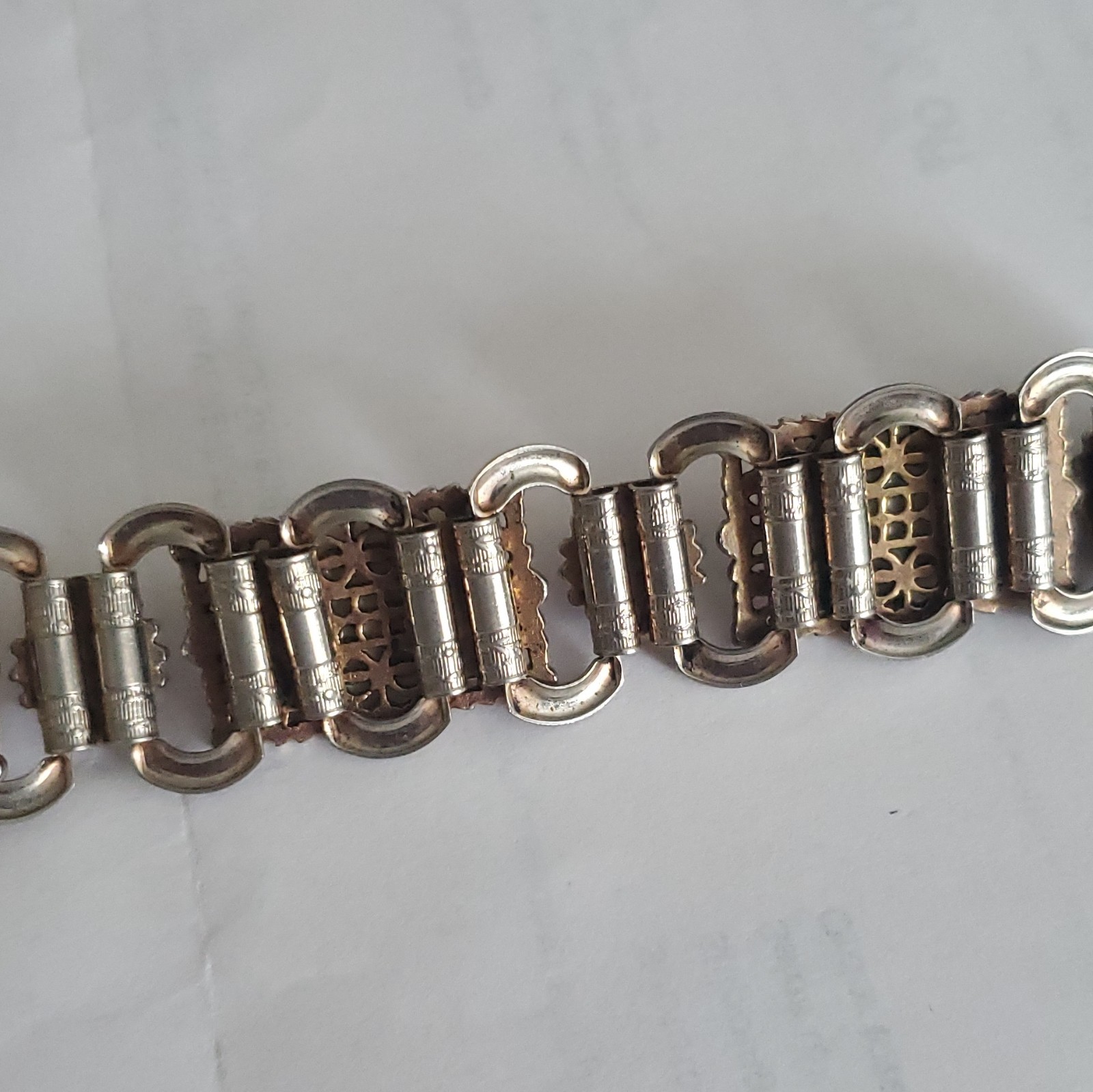 Silver-Tone Link Chain Bracelet w/ Purple Oval Crystal Stations, Foldover Clasp
