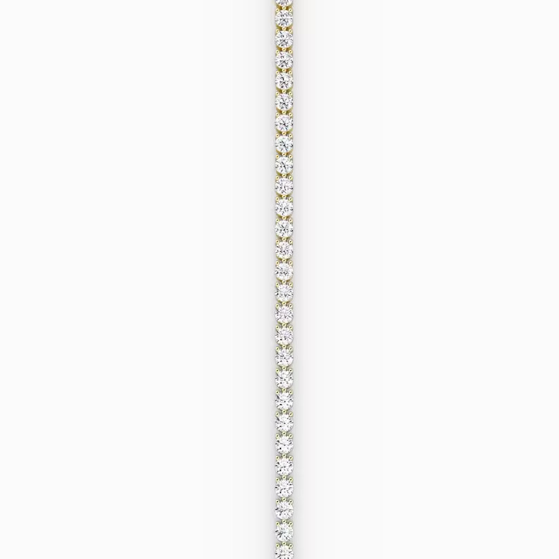 Promise Gift Tennis Bracelet Round Cut Natural Diamond 14k Solid Yellow Gold