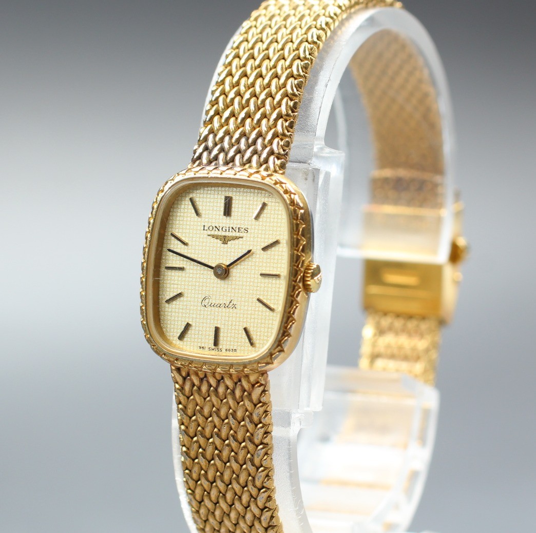 [Exc+5] Vintage Longines 961 6638 18mm Gold Dial Quartz Women’s Watch