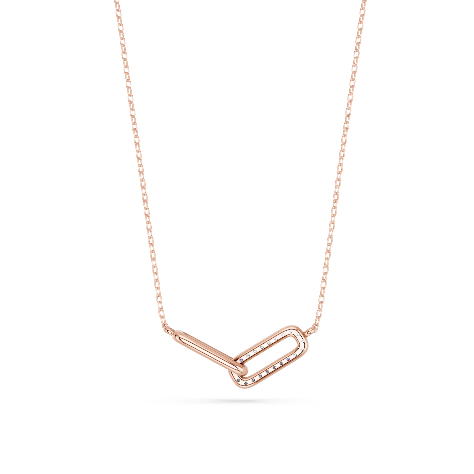 0.10Ct Lab Grown Round Diamond Paperclip Necklace 10K Solid Gold for Women