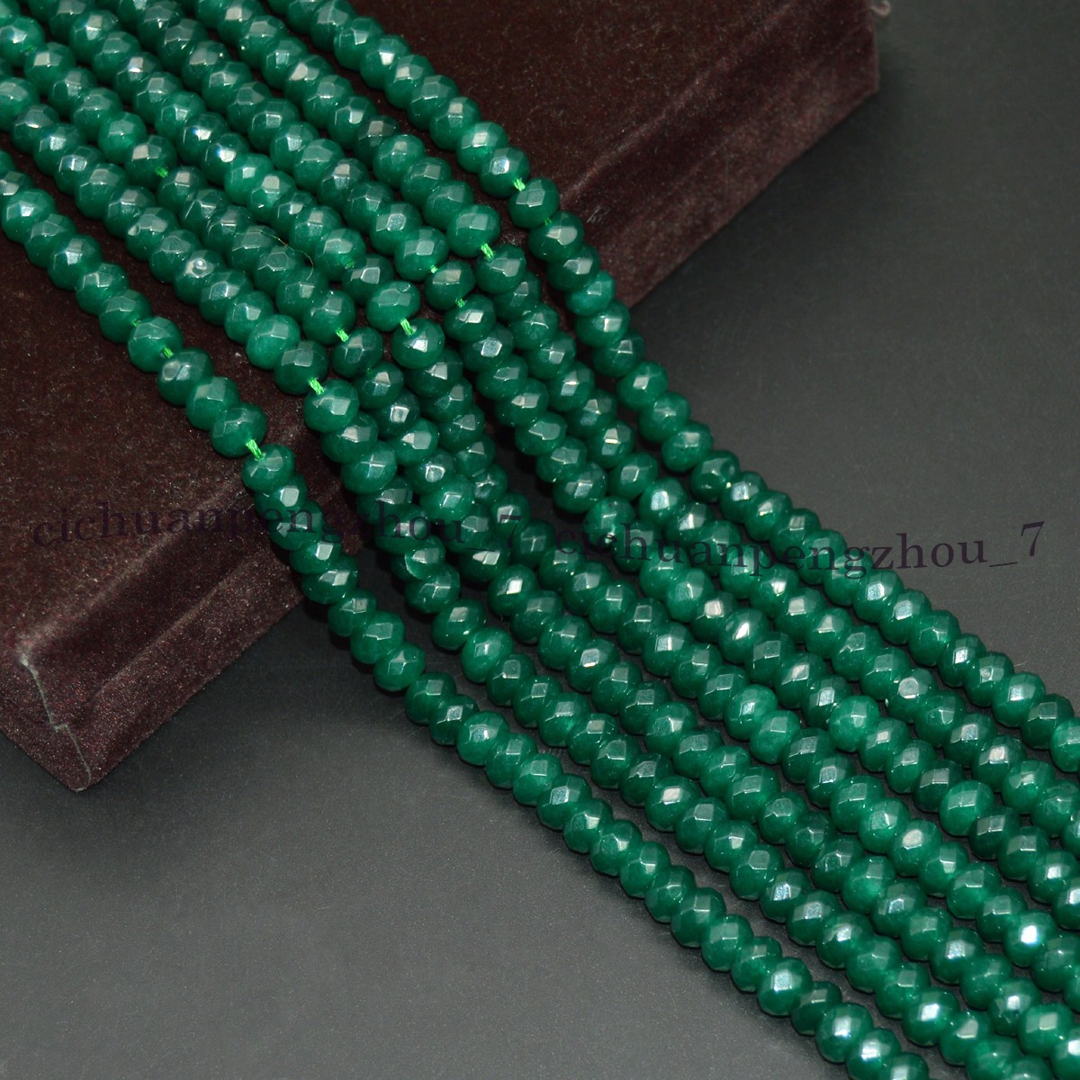 Deep Green Jade 5x8mm Faceted Rondelle Gemstone Loose Beads 15” Strand