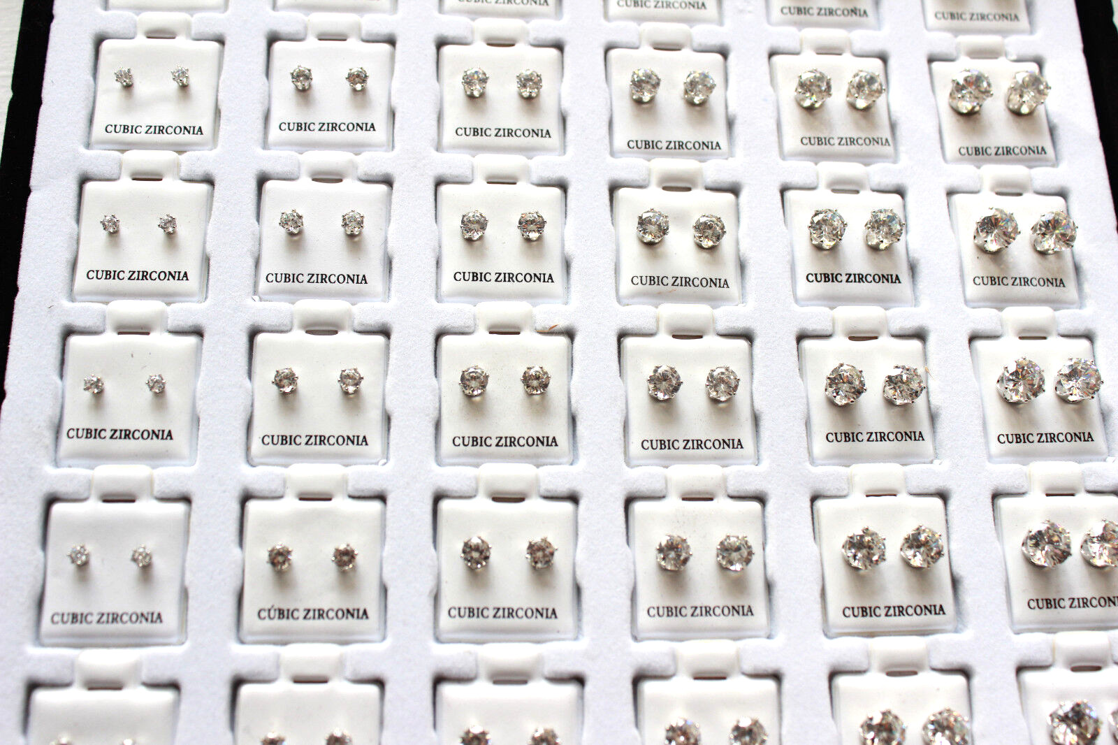 Wholesale 36pcs Cubic Zirconia CZ Earrings Wedding Round Stud Silver Jewelry Lot