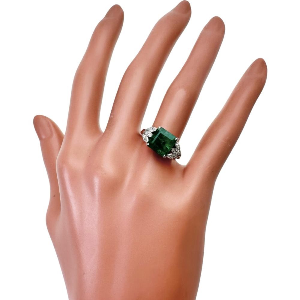 US 7.2 Emerald 3.03ct diamond 0.67ct in total Ring Pt900Platinum 5.4g Women