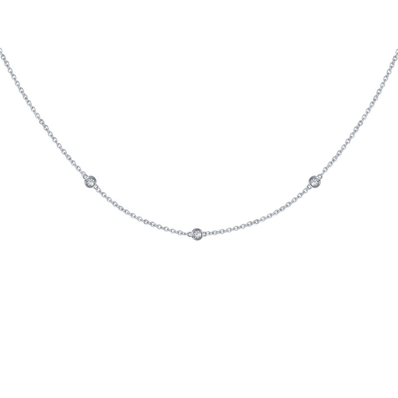 925 Sterling Silver CZ Crystal Bubble Station Chain Necklace for Women