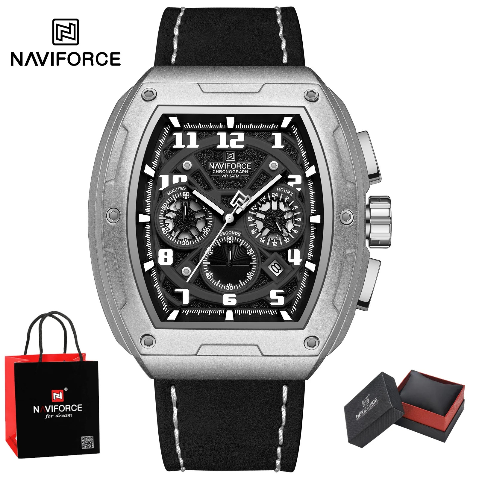 NAVIFORCE Business Quartz Wristwatch for Man Water Resistant Chronograph Popular