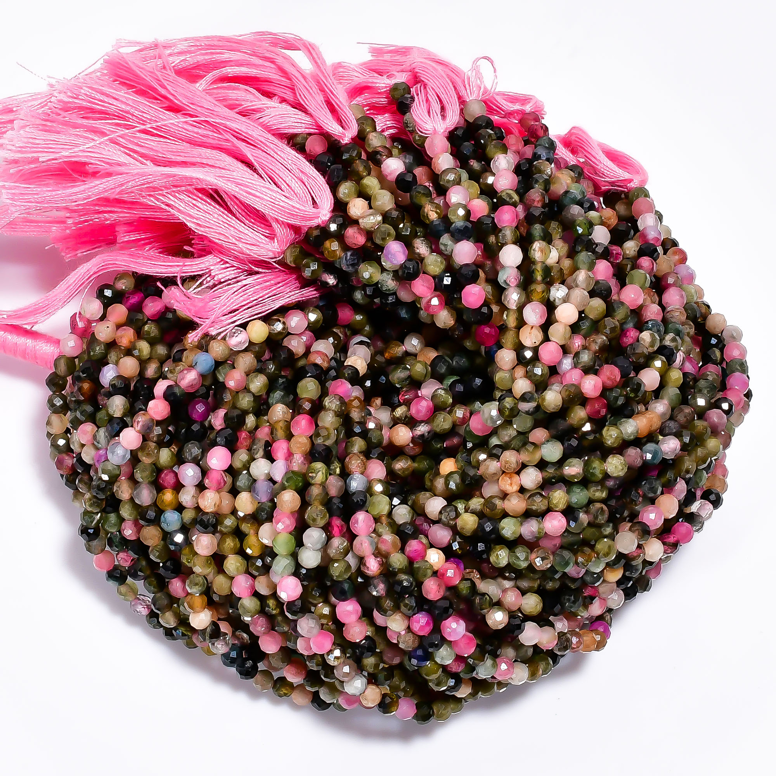 Natural Multi Tourmaline Gemstone Round Faceted Beads 3X3 mm Strand 13″ EB-677