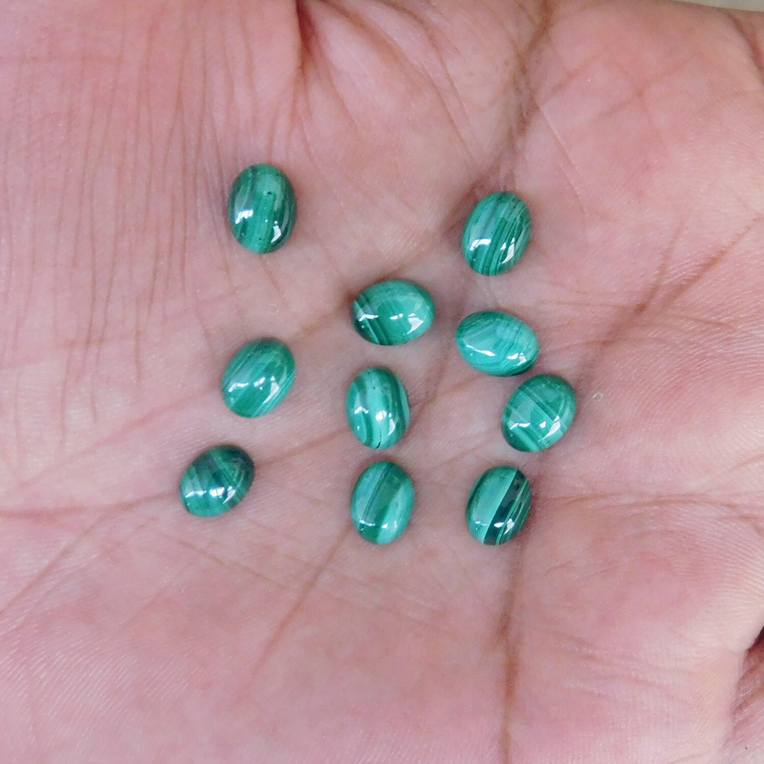 Natural Malachite Oval 3×5 mm to 15×20 mm Cabochon Loose Gemstone Lot