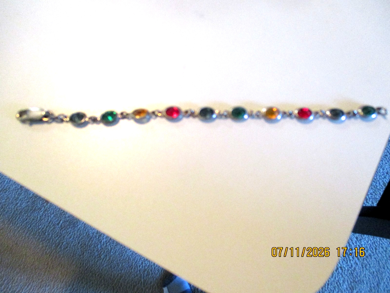 Vintage Milor Tennis Bracelet 925 Sterling Silver Italy Multi Colored Stones
