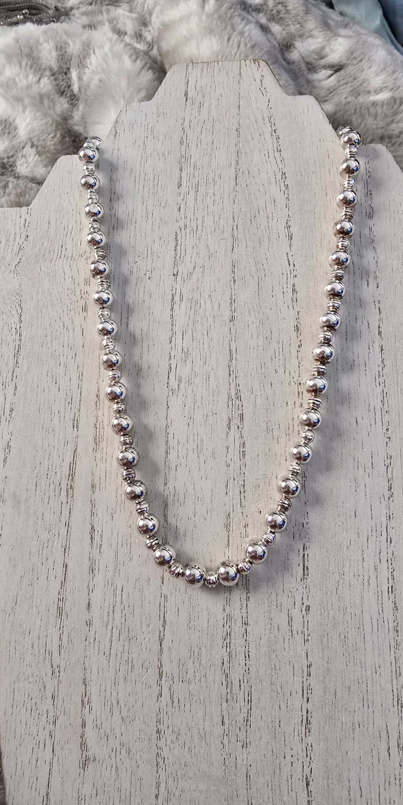 Ross Simons Sterling silver 2 size beaded ball chain Necklace 18″-20″