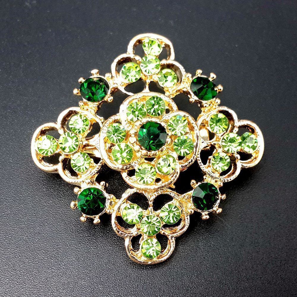 Lot 24 pc Mixed Vintage Style Golden Rhinestone Crystal Brooch Pin DIY Bouquet