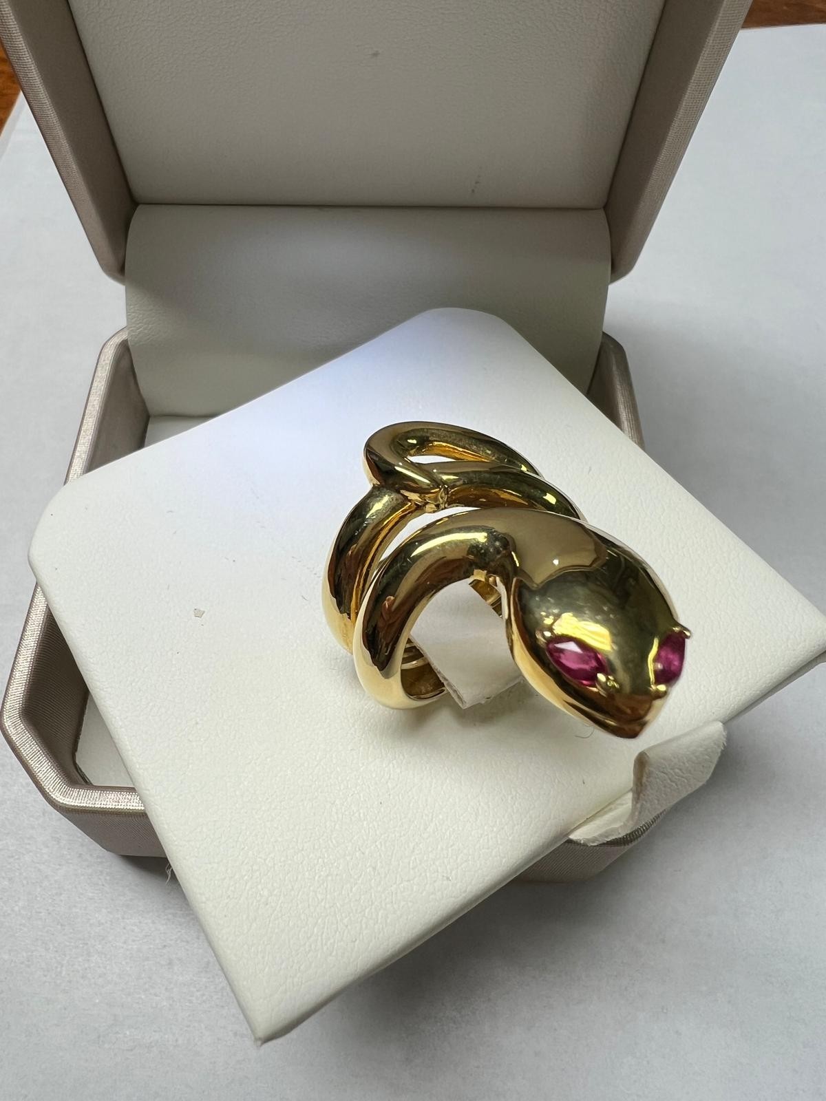 18KT GOLD PLATED 925 SILVER SNAKE RING WOOD VALENZA WOODS