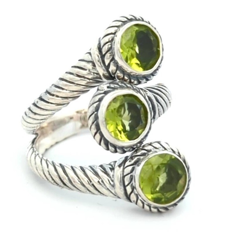 Video Samuel B 925 Sterling Silver Natural Peridot Artisan Designer Ring