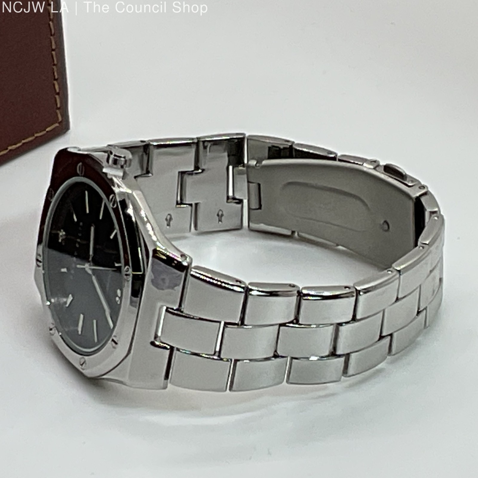 NOB PERRY ELLIS Ultra Thin Diamond Accent Men’s Stainless Watch- 7.75″