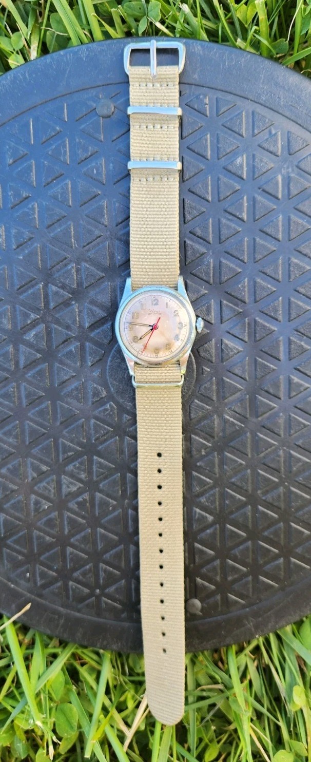 Vtg 1950’s Wyler Military Patina Dial Men’s 32mm Watch ETA 1080 Mechanical 17J!!