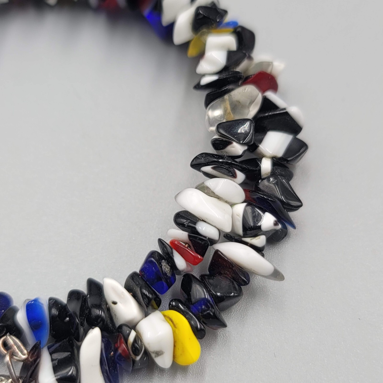 Memory Wire Bracelet Black White Yellow Red Art Glass Beads Pegasus Charm
