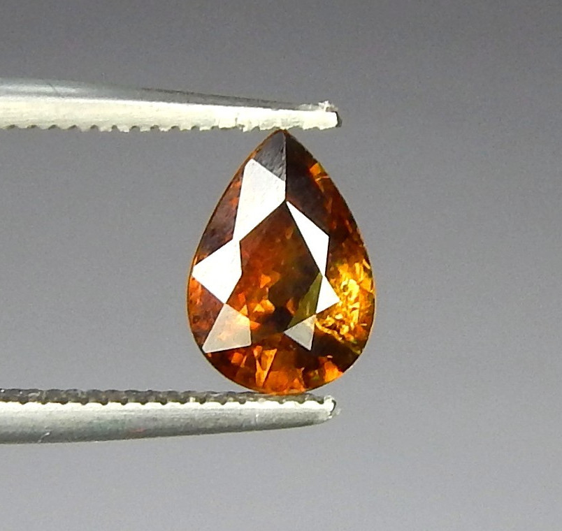 1.5ct Orange Sphene Vivid Pleochroic Flash Natural Mined Unheated Faceted Pear