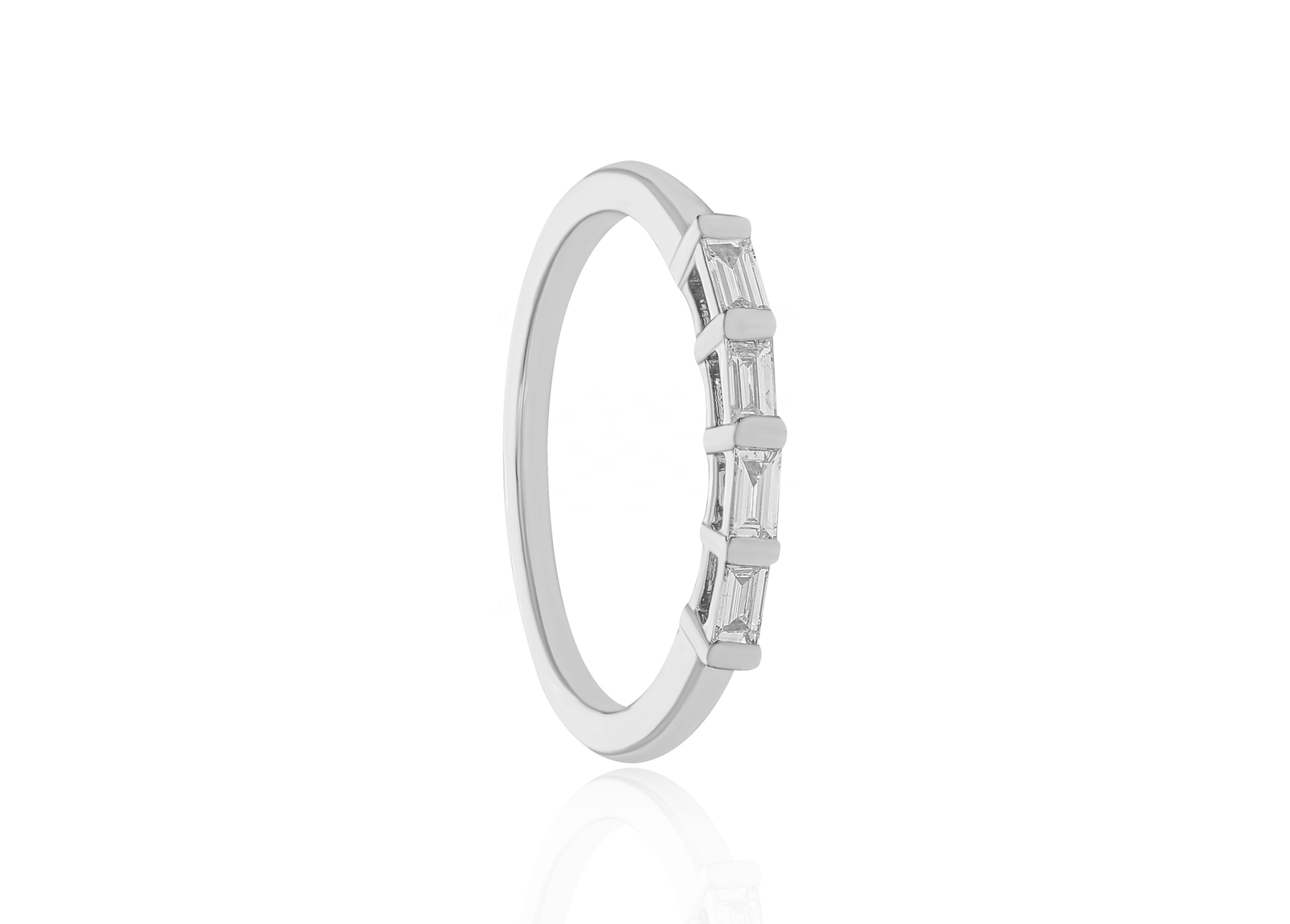 Platinum 950 0.16 Ct. Genuine Four Baguette Diamond Wedding Ring