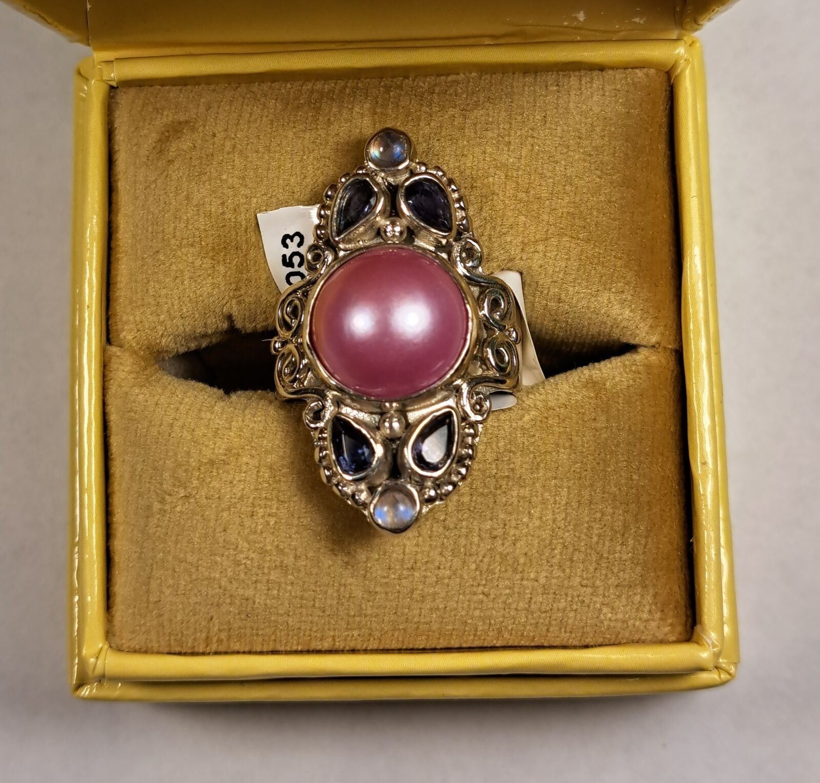 SAJEN Sterling Silver Pink Mabe Pearl Iolite Moonstone Ring 7 8 10 11 NEW