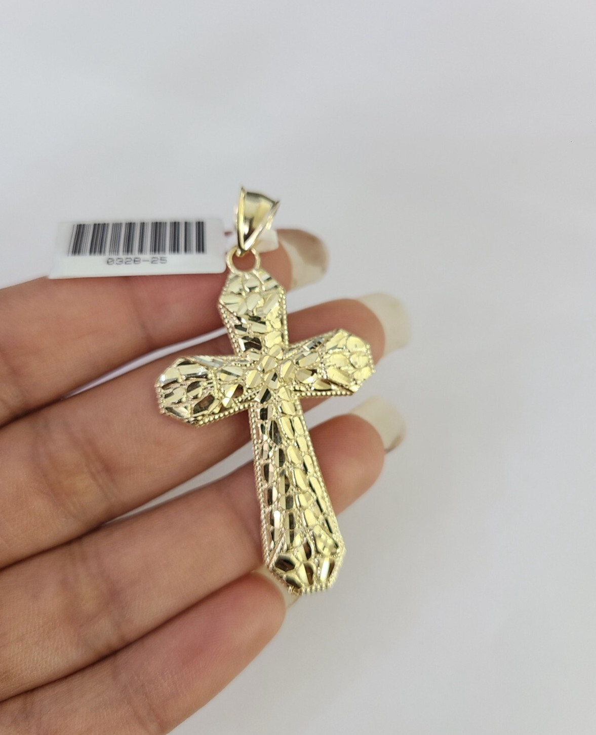 10k Nugget Jesus Cross Charm Pendant REAL 10Kt Yellow Gold Genuine