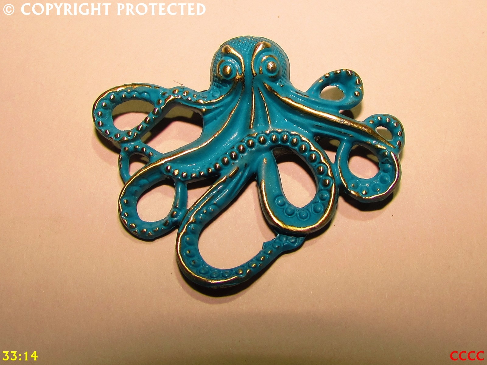 steampunk brooch badge octopus aqua teal turquoise kraken pirate black sails