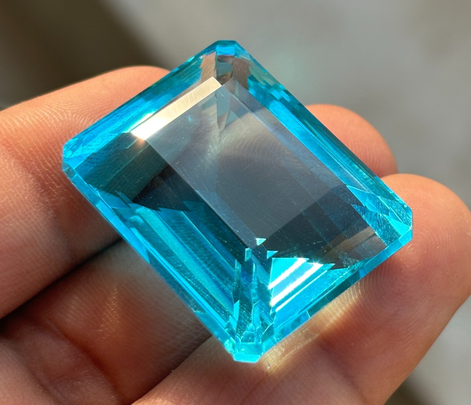 Certified 105 Ct Natural Emerald Cut Sky Blue Aquamarine Loose Gemstone BEST
