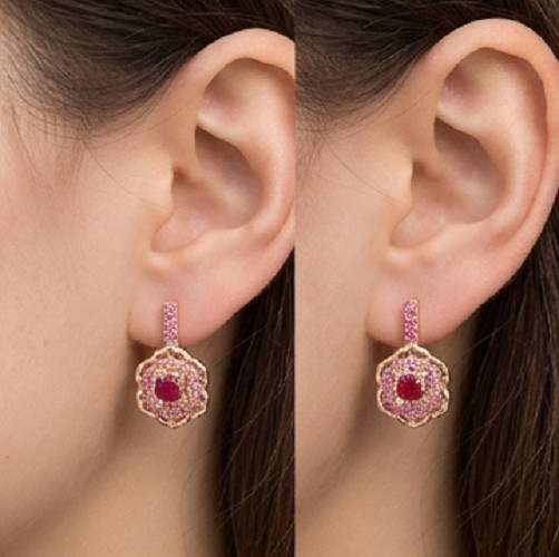 2ct Round cut simulated Red Ruby/Sapphire Huggie Earrings 14k Rose Gold Plated