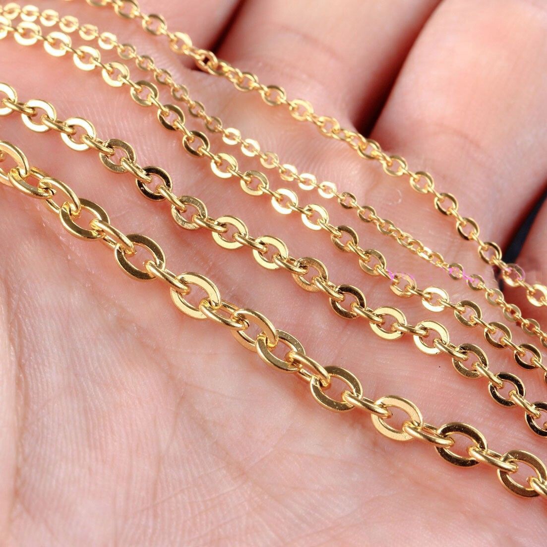 1.5-3.2mm Wholesale Men Women Stainless Steel Gold Cross Chain Necklace Jewelry